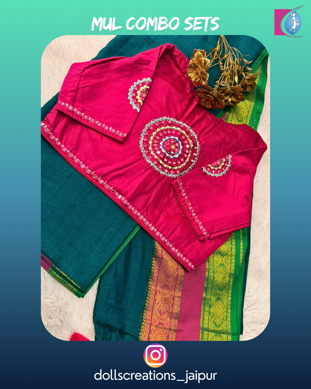 Mul saree set (Teal) DC2705