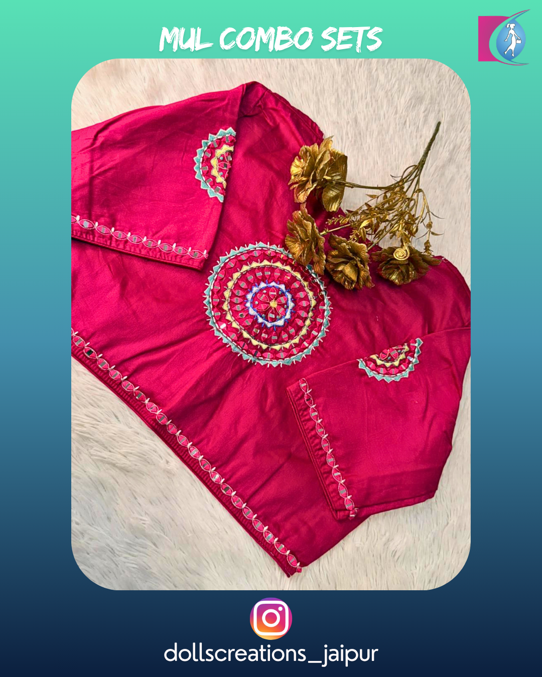 Mul saree set (Teal) DC2705