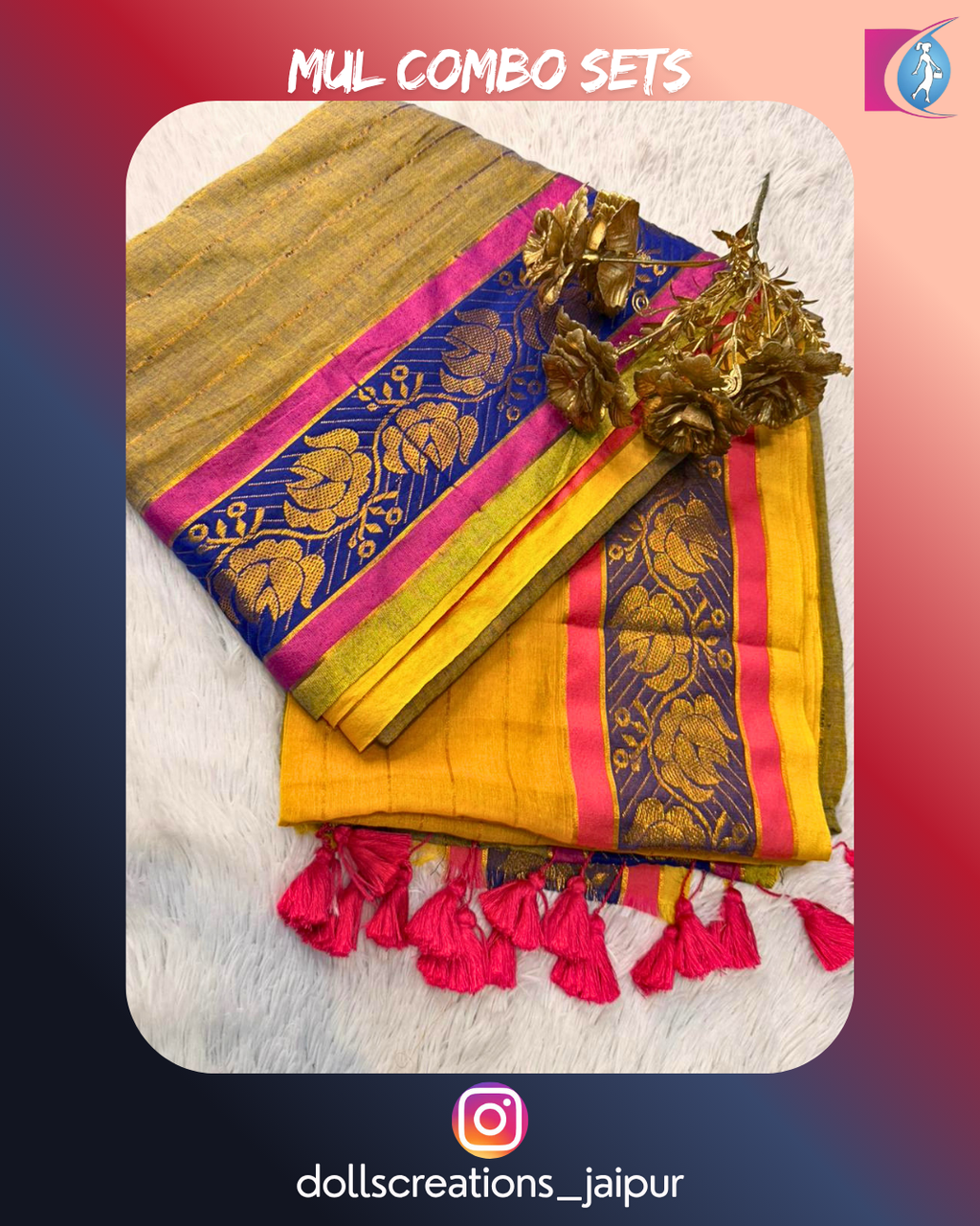 Mul saree set (Mustard Yellow) DC2705