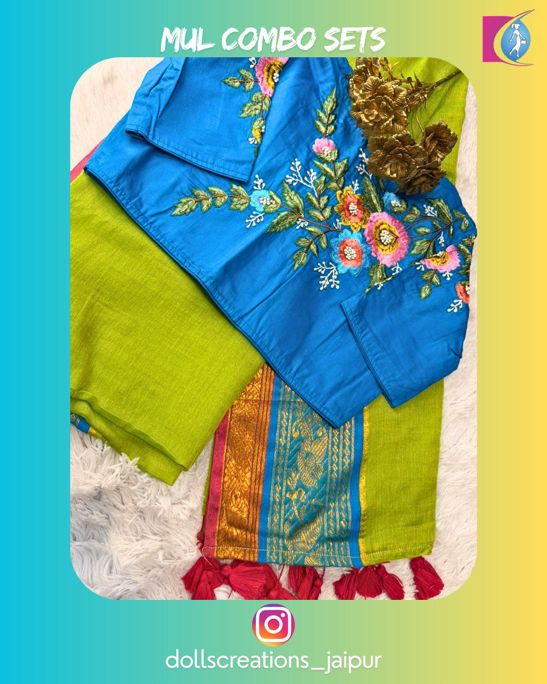 Mul saree set (Green) DC2705
