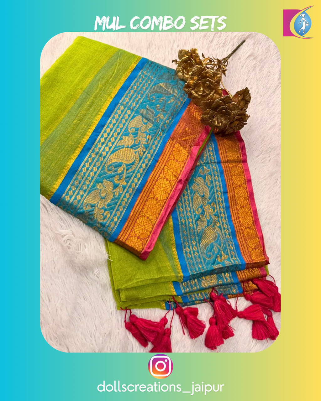 Mul saree set (Green) DC2705