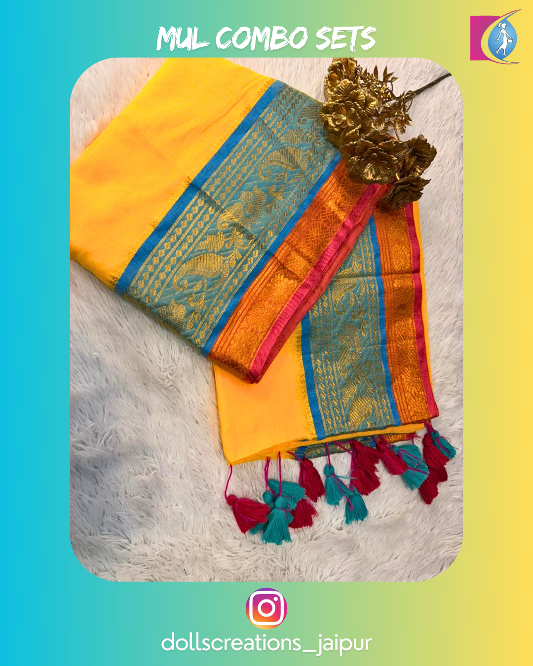 Mul saree set (Yellow) DC2705