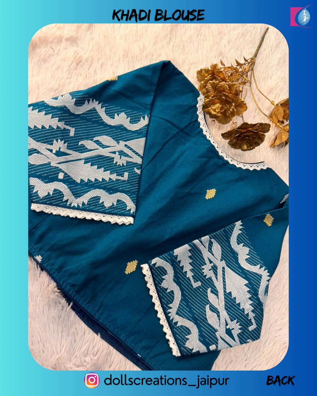 Khadi Blouse (TEAL) DC1607