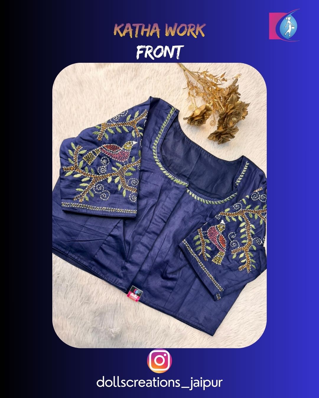Katha Blouse (Navy Blue) DC1725