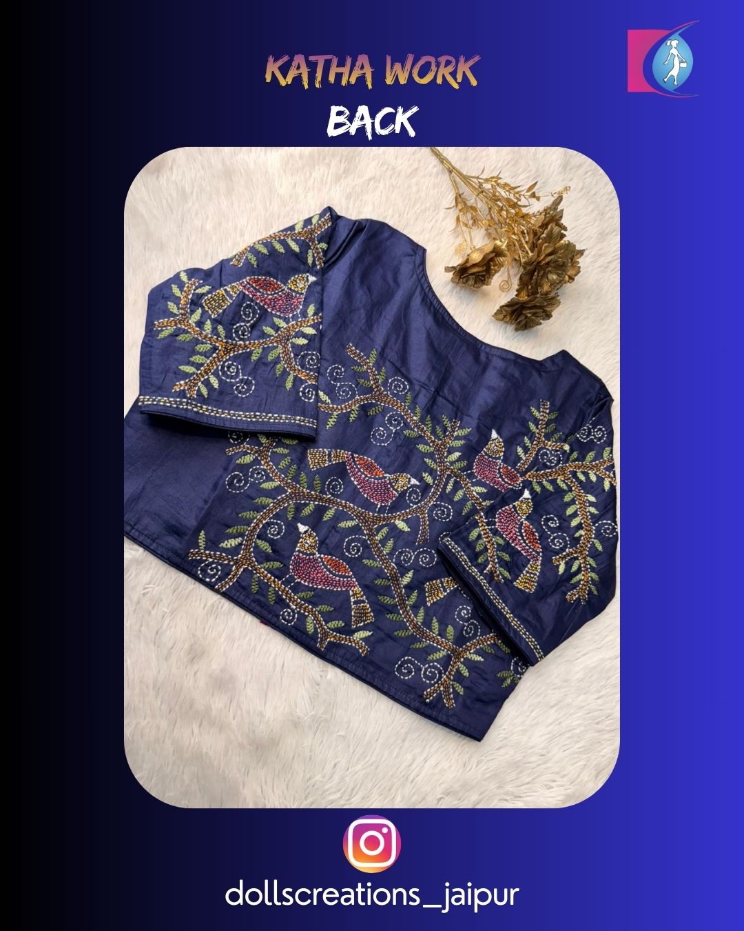 Katha Blouse (Navy Blue) DC1725