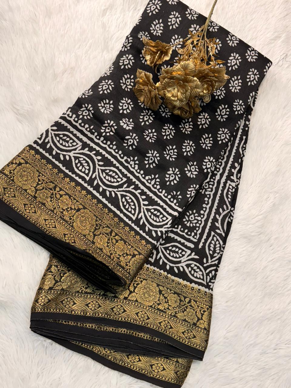 Dola Silk Saree (Black)